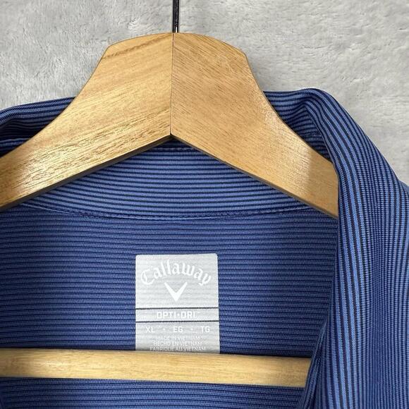 Callaway Opti-Dri Golf Polo Shirt Blue Striped XL Moisture Wicking Short Sleeve - Picture 4 of 7